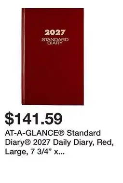 Office Depot AT-A-GLANCE Standard Diary 2027 Daily Diary, Red, Large, 7 3/4 x 12 offer