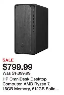 Office Depot HP OmniDesk Desktop Computer, AMD Ryzen 7, 16GB Memory, 512GB Solid State Drive, Windows 11 Home offer