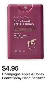 Bath & Body Works Champagne Apple & Honey PocketSpray Hand Sanitizer offer