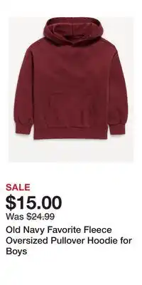Old Navy Old Navy Favorite Fleece Oversized Pullover Hoodie for Boys offer