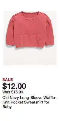 Old Navy Old Navy Long-Sleeve Waffle-Knit Pocket Sweatshirt for Baby offer