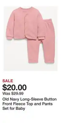 Old Navy Old Navy Long-Sleeve Button Front Fleece Top and Pants Set for Baby offer