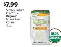 Aldi Simply Nature Fair Trade Organic Whole Bean Coffee offer