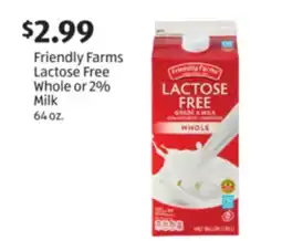Aldi Friendly Farms Lactose Free Whole or 2% Milk offer