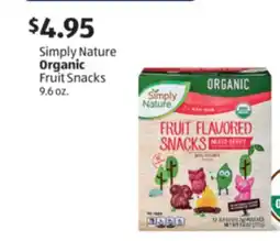 Aldi Simply Nature Organic Fruit Snacks offer