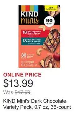 Costco KIND Mini's Dark Chocolate Variety Pack, 0.7 oz, 36-count offer