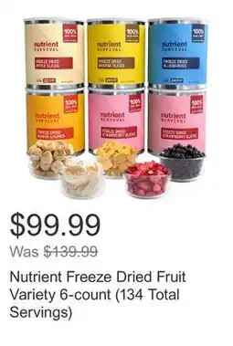 Costco Nutrient Freeze Dried Fruit Variety 6-count (134 Total Servings) offer