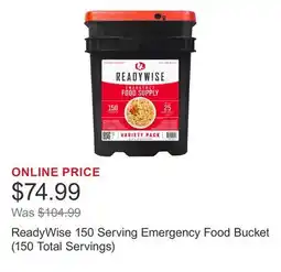Costco ReadyWise 150 Serving Emergency Food Bucket (150 Total Servings) offer