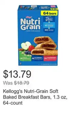 Costco Kellogg's Nutri-Grain Soft Baked Breakfast Bars, 1.3 oz, 64-count offer
