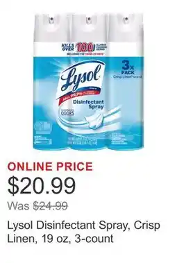 Costco Lysol Disinfectant Spray, Crisp Linen, 19 oz, 3-count offer