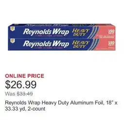 Costco Reynolds Wrap Heavy Duty Aluminum Foil, 18 x 33.33 yd, 2-count offer