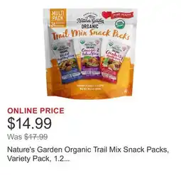 Costco Nature's Garden Organic Trail Mix Snack Packs, Variety Pack, 1.2 oz, 24-count offer