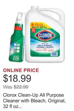 Costco Clorox Clean-Up All Purpose Cleaner with Bleach, Original, 32 fl oz Spray & 180 fl oz Refill offer