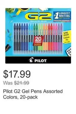 Costco Pilot G2 Gel Pens Assorted Colors, 20-pack offer