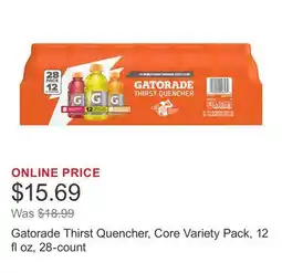 Costco Gatorade Thirst Quencher, Core Variety Pack, 12 fl oz, 28-count offer