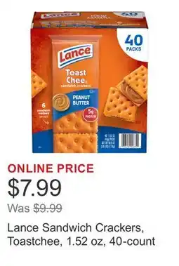 Costco Lance Sandwich Crackers, Toastchee, 1.52 oz, 40-count offer