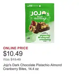 Costco Jojo's Dark Chocolate Pistachio Almond Cranberry Bites, 14.4 oz offer