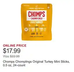 Costco Chomps Chomplings Original Turkey Mini Sticks, 0.5 oz, 24-count offer