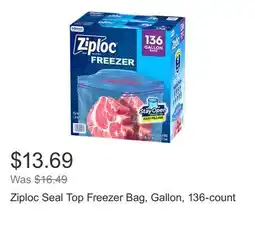 Costco Ziploc Seal Top Freezer Bag, Gallon, 136-count offer