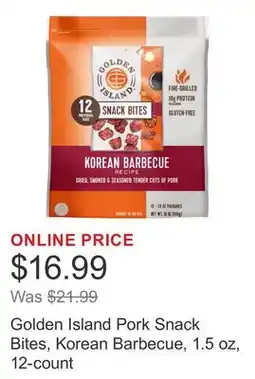 Costco Golden Island Pork Snack Bites, Korean Barbecue, 1.5 oz, 12-count offer