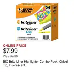 Costco BIC Brite Liner Highlighter Combo Pack, Chisel Tip, Fluorescent Yellow, 24-count offer