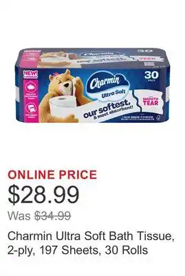 Costco Charmin Ultra Soft Bath Tissue, 2-ply, 197 Sheets, 30 Rolls offer