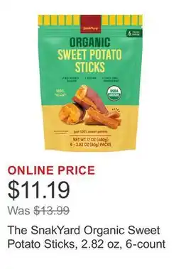 Costco The SnakYard Organic Sweet Potato Sticks, 2.82 oz, 6-count offer