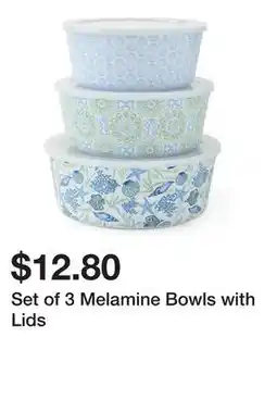 Belk Set of 3 Melamine Bowls with Lids offer