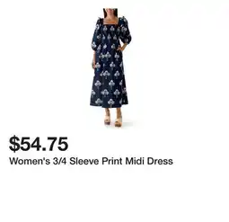 Belk Women's 3/4 Sleeve Print Midi Dress offer