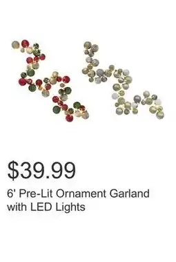 Costco 6' Pre-Lit Ornament Garland with LED Lights offer