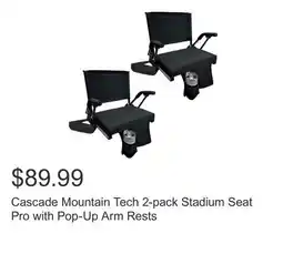 Costco Cascade Mountain Tech 2-pack Stadium Seat Pro with Pop-Up Arm Rests offer