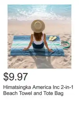 Costco Himatsingka America Inc 2-in-1 Beach Towel and Tote Bag offer