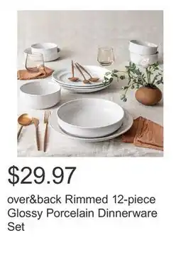 Costco over&back Rimmed 12-piece Glossy Porcelain Dinnerware Set offer
