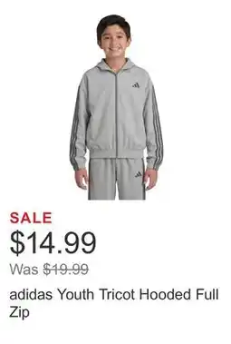 Costco adidas Youth Tricot Hooded Full Zip offer