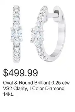 Costco Oval & Round Brilliant 0.25 ctw VS2 Clarity, I Color Diamond 14kt Gold Hoop Earrings offer