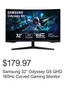 Costco Samsung 32 Odyssey G5 QHD 165Hz Curved Gaming Monitor offer