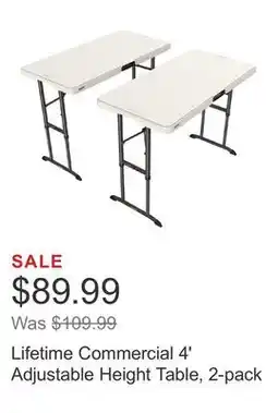 Costco Lifetime Commercial 4' Adjustable Height Table, 2-pack offer
