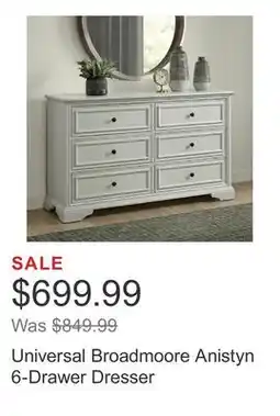Costco Universal Broadmoore Anistyn 6-Drawer Dresser offer