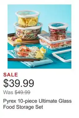 Costco Pyrex 10-piece Ultimate Glass Food Storage Set offer