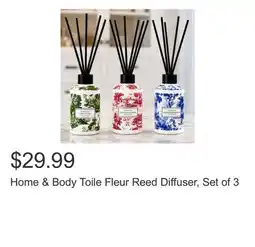 Costco Home & Body Toile Fleur Reed Diffuser, Set of 3 offer