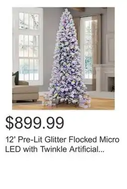 Costco 12' Pre-Lit Glitter Flocked Micro LED with Twinkle Artificial Christmas Tree offer