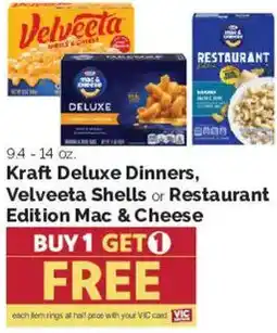 Harris Teeter Kraft Deluxe Dinners, Velveeta Shells or Restaurant Edition Mac & Cheese offer