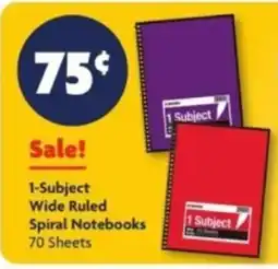 Family Dollar 1 subject wide ruled spiral notebooks offer