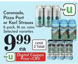 Pavilions Coronado, Pizza Port or Karl Strauss offer