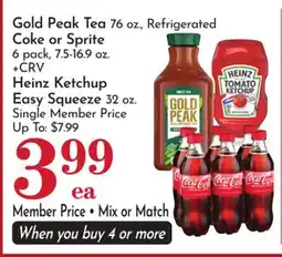 Pavilions Gold Peak Tea 76 oz., Refrigerated Coke or Sprite 6 pack, 7.5-16.9 oz offer