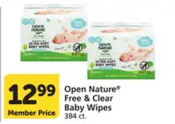 Pavilions Open Nature Free & Clear Baby Wipes offer