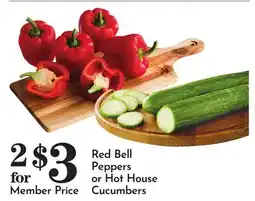 Pavilions Red Bell Peppers or Hot House Cucumbers offer