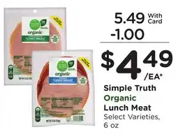 Ralphs Simple Truth Organic Lunch Meat offer