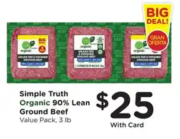 Ralphs Simple Truth Organic 90% Lean Ground Beef offer