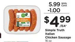 Ralphs Simple Truth Italian Chicken Sausage offer